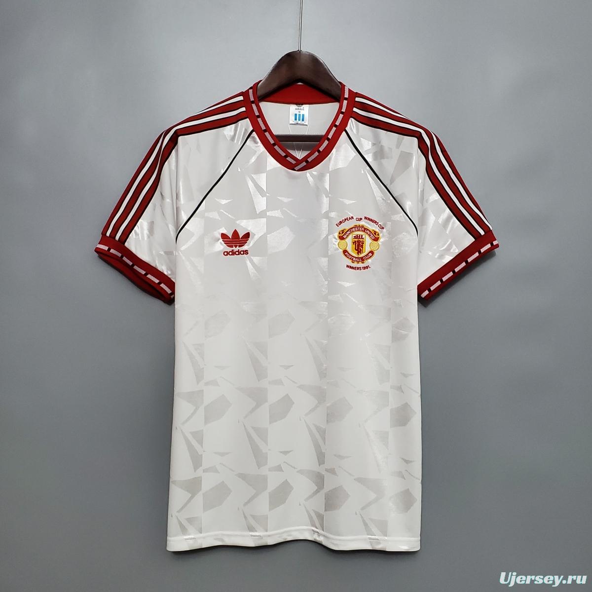 Retro 1991 Manchester United white Soccer Jersey