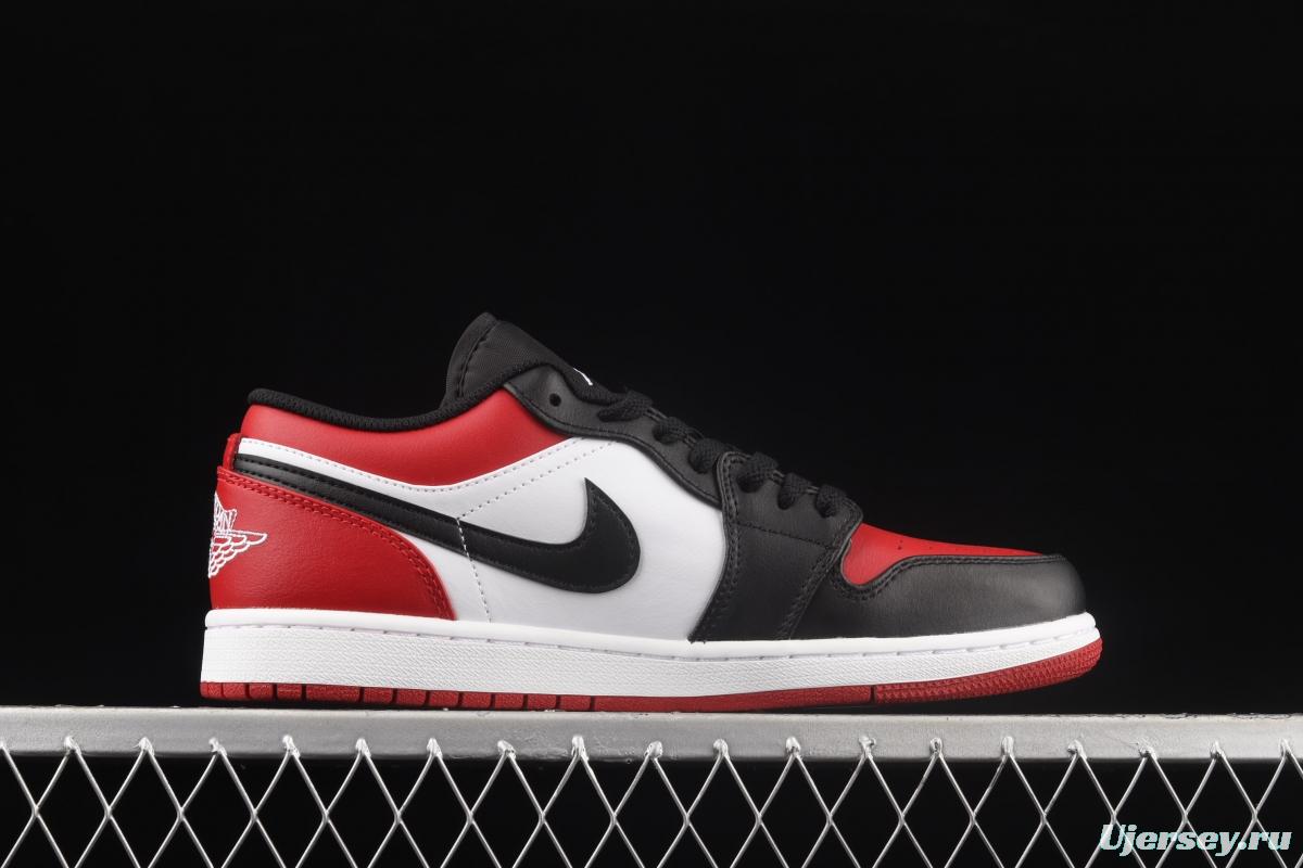 Air Jordan 1 Low black and red toe low top cultural basketball shoes 553558-612