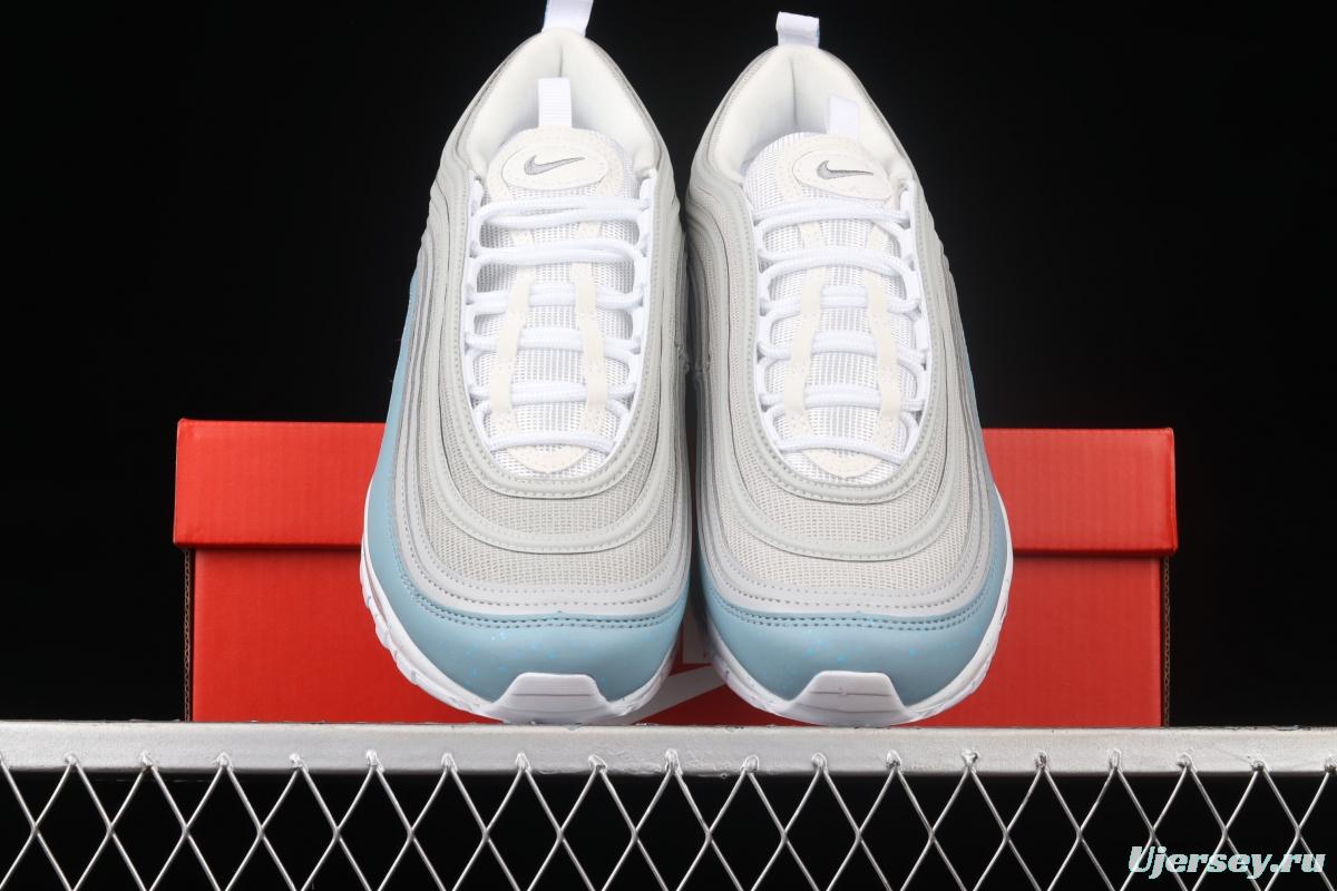 NIKE Air Max 97 White Grey Blue Color bullet Air cushion running shoes 921826-101