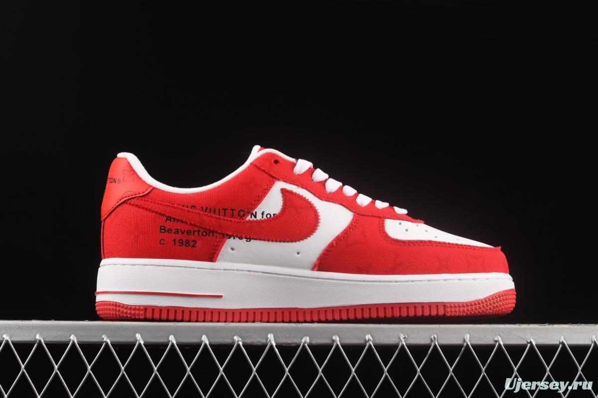 NIKE Air Force 1x07 Low LV printed canvas spliced low-top casual board shoes LA2314-102,