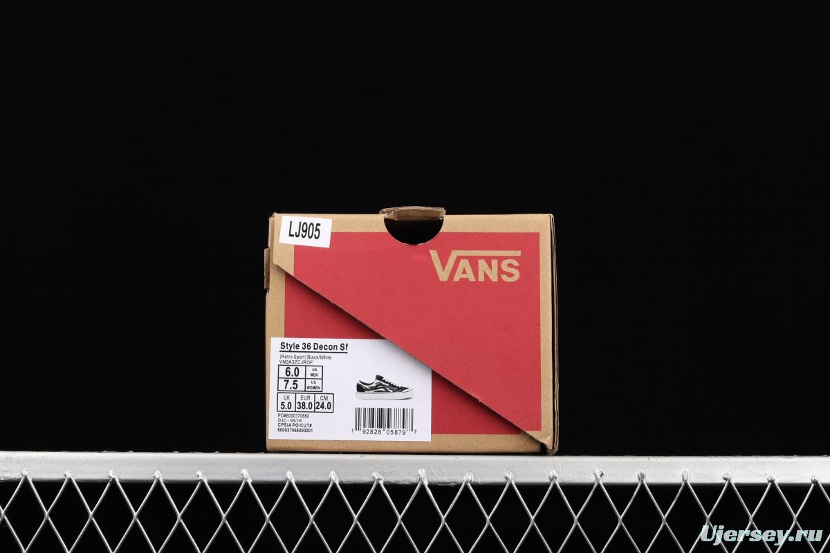 Vans Style 36 half-moon Baotou black-and-white flame low-top sports shoes VN0A3ZCJROF