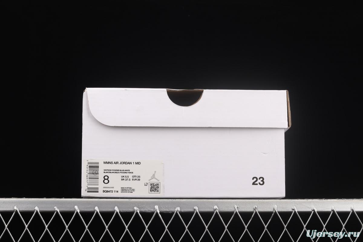 Air Jordan 1 Mid Lake Blue Zhongbang Basketball shoes BQ6472-114