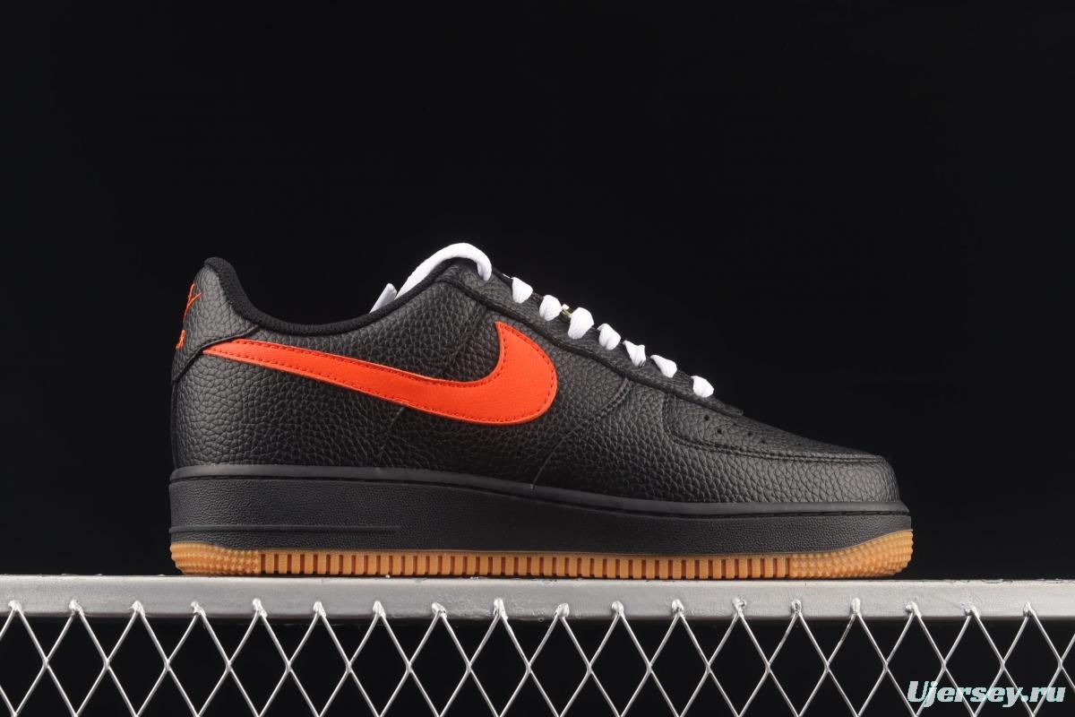 NIKE Air Force 1y07 Low raw rubber black and red litchi pattern low-top casual board shoes AA4082-001