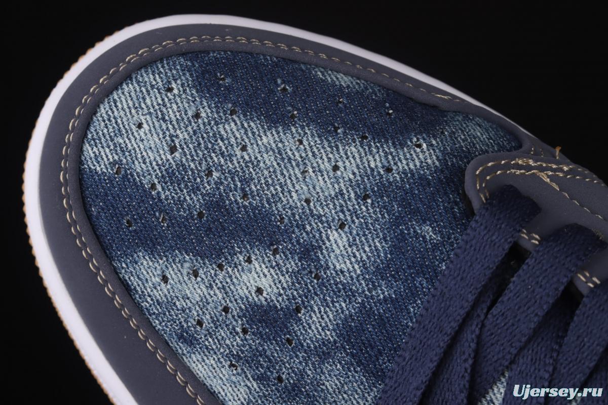 Air Jordan 1 Low dark blue denim low top basketball shoes DH1259-400