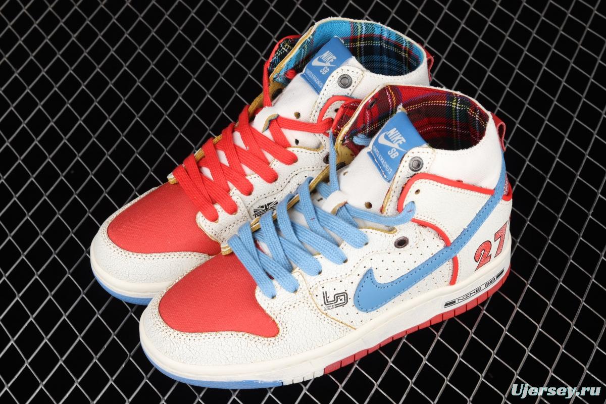 Magnus Walker x NIKE DUNK High Pro Decon QS [Porsche 911] White, blue and red high top casual skateboard shoes DH7683-100