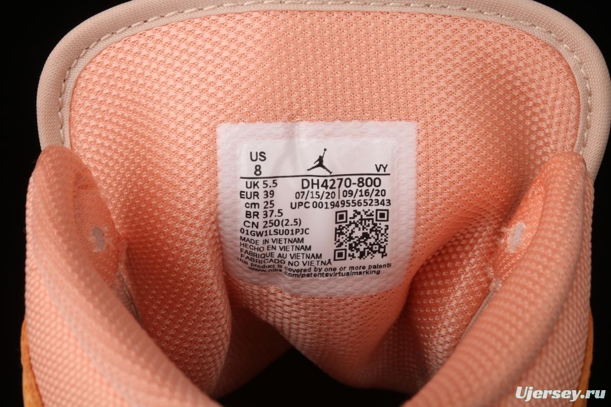 Air Jordan 1 Mid SE Zhongbang Orange Powder splicing Zhongbang Leisure Sports Board shoes DH4270-800