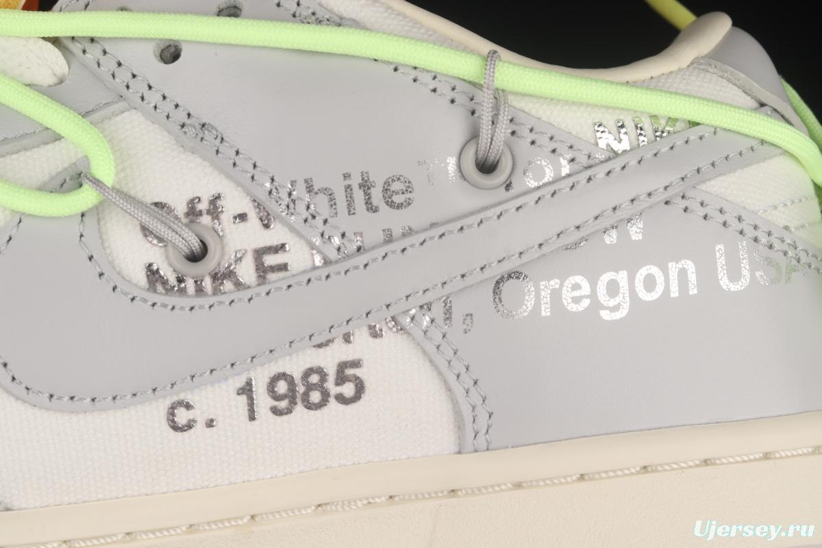 OFF-White x NIKE DUNK Low OW white gray leisure sports skateboard shoes DM1602-128,