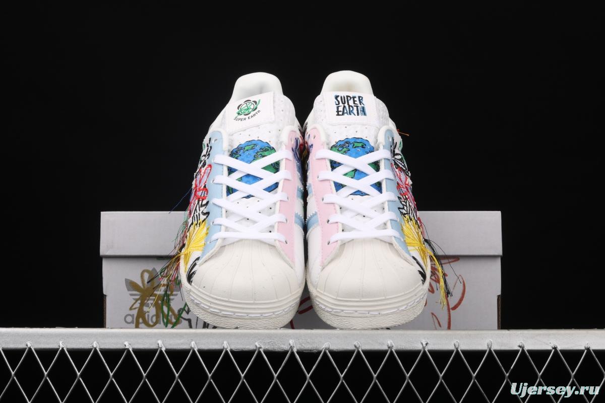 Adidas x Sean Wotherspoon SW FZ4724 shell head co-named Song Yanfei embroidered small flower board shoes