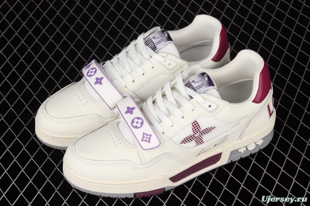 Authentic LV 2021ss early spring fashion catwalk sneakers 400N 51White Purple