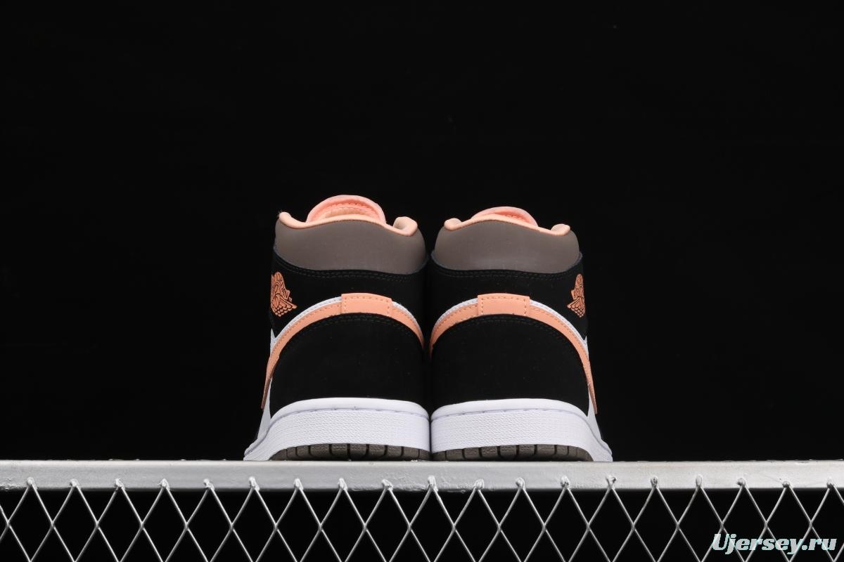 Air Jordan 1 Mid black pink peach goddess festival basketball shoes DH0210-100