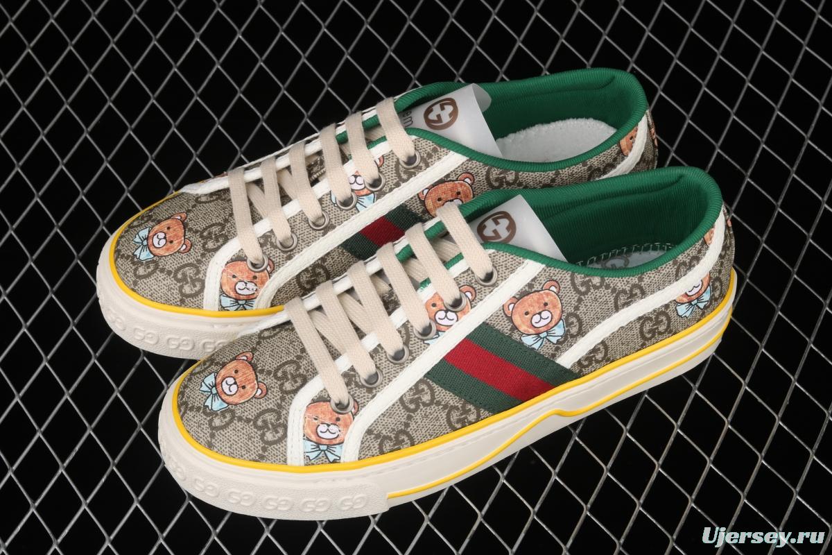 Gucci Tennis 1977 Print Sneaker canvas bear printed retro leisure sports board shoes