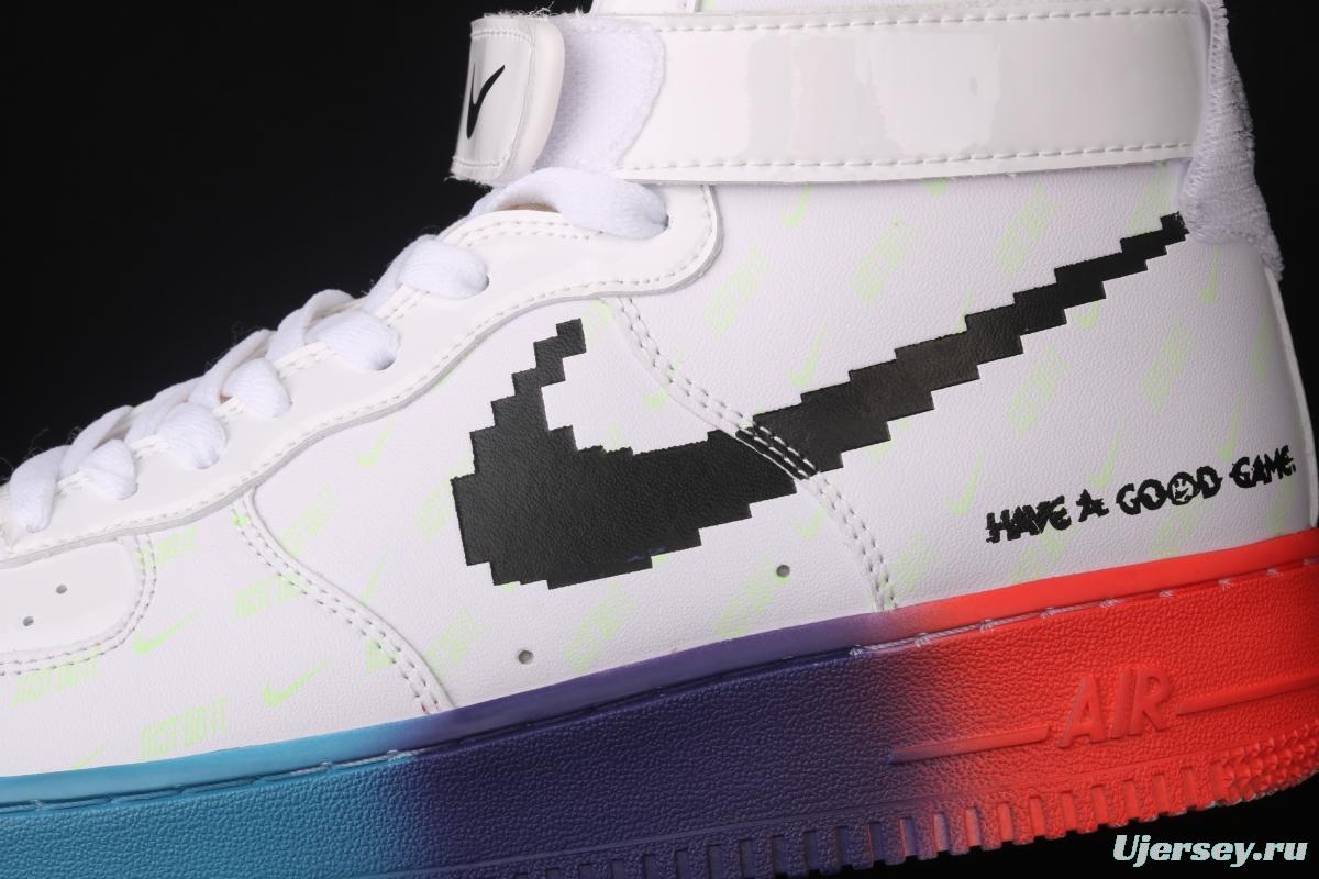 OFF-White x NIKE Air Force 1: 07 Vntg Suede Mix joint video game League of Legends skin luminous high-top casual board shoes DC2111-101