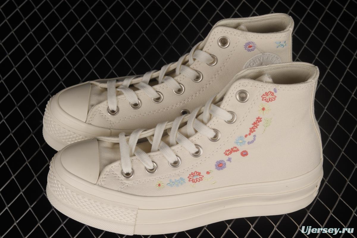 Converse All Star Lift Embroidered Flowers Platform Shoes A01586C