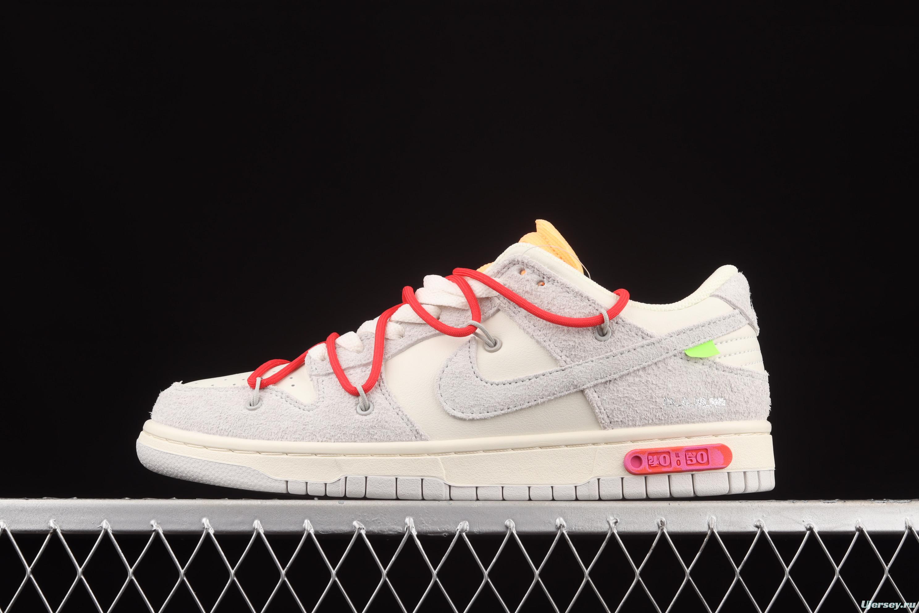 OFF-White x NIKE DUNK Low 12 of 50 OW suede SB buckle rebound fashion casual board shoes DJ0950-103