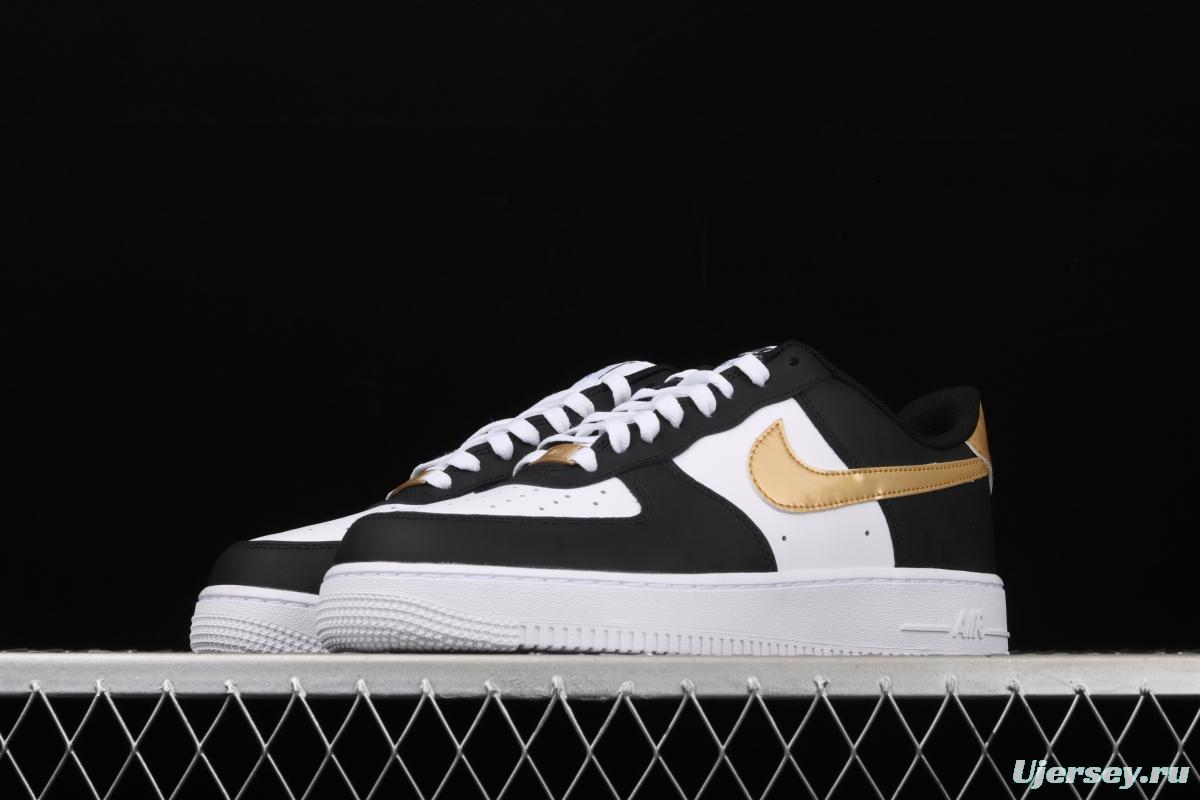 NIKE Air Force 1' 07 Lx black gold low upper shoes CZ9189-001