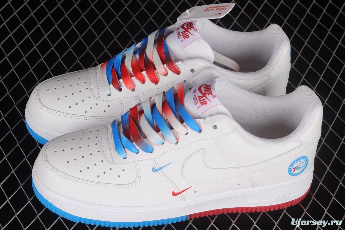 NIKE Air Force 1'07 Low Philadelphia 76ers white, blue and red low-top casual sneakers AI5958-300