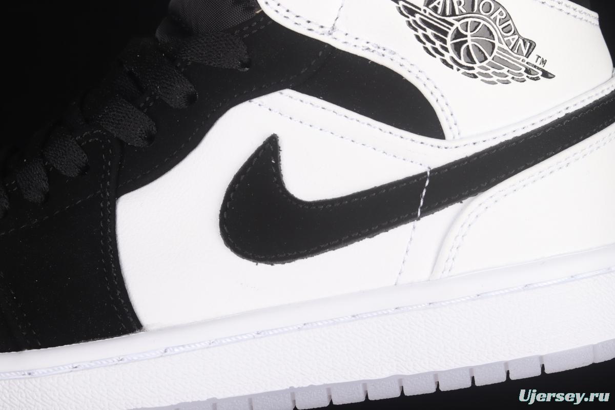 Air Jordan 1 Mid Diamond Shorts pearlescent white and black panda DH6933-100