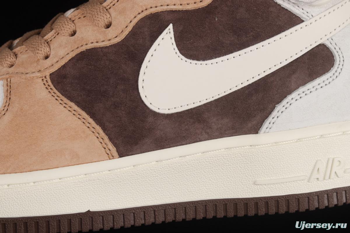 NIKE Air Force 11607 Mid coffee bean color suede medium top casual board shoes AL6896-556