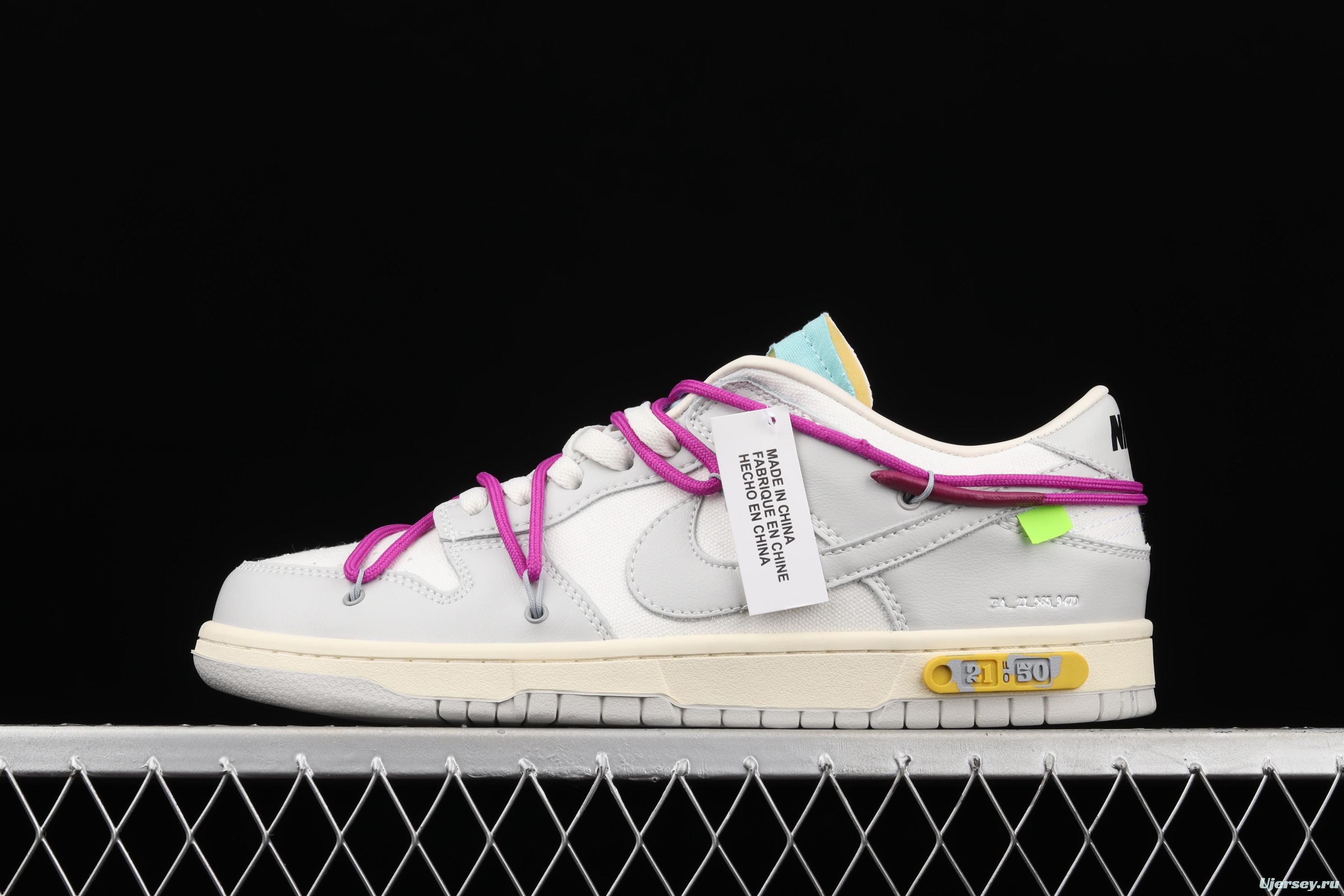 OFF-White x NIKE DUNK Low 04 of 50 OW white gray leisure sports skateboard shoes DM1602-100