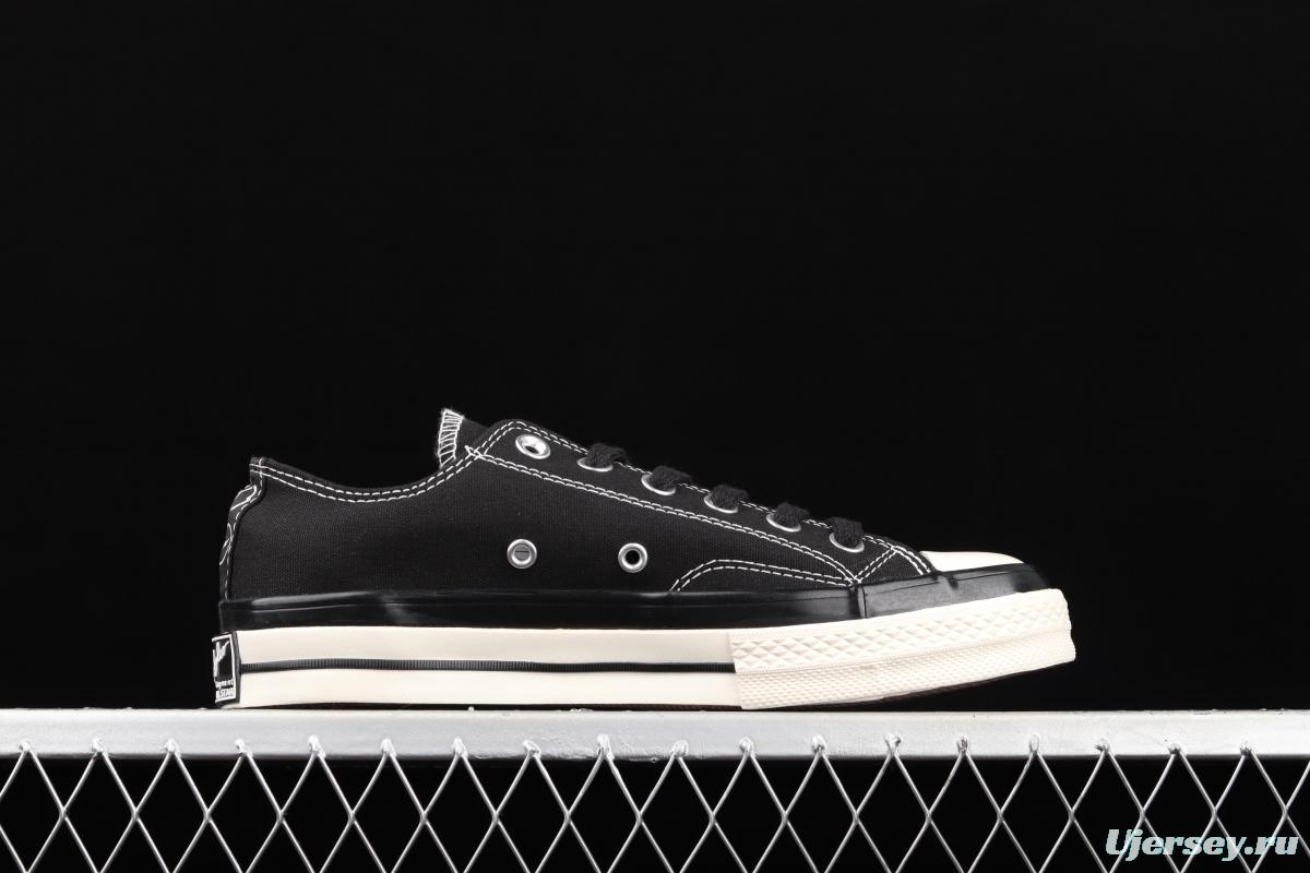 Fragment x Moncler x Converse 1970 S Fujiwara Hiroshi Fujiwara Lightning co-signed Chen Weiting the same black-and-white graffiti classic low-top canvas shoes 172320C