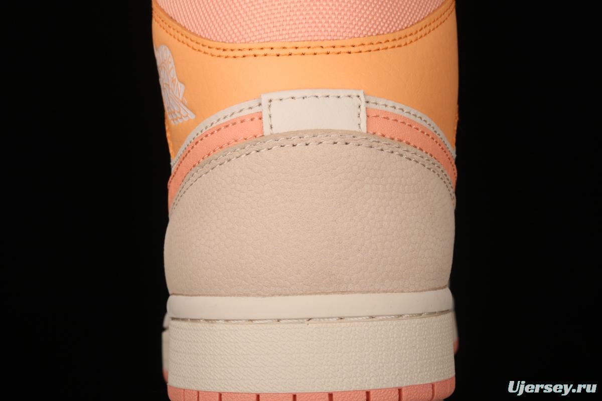 Air Jordan 1 Mid SE Zhongbang Orange Powder splicing Zhongbang Leisure Sports Board shoes DH4270-800
