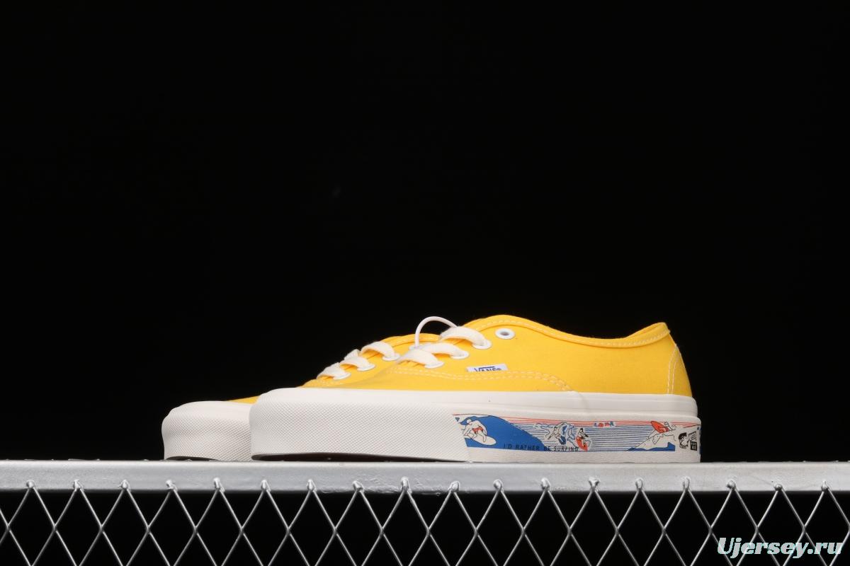 Vans Authentic 44 DX yellow canvas surfing printed Anaheim vintage board shoes VN0A54F241Q