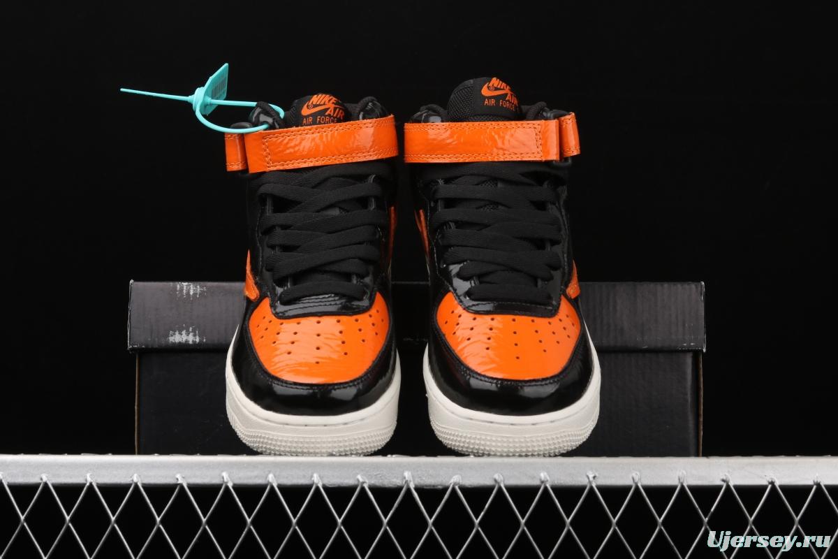 NIKE Air Force 11607 Mid in the help / retractor lacquered leather black orange 804609-188