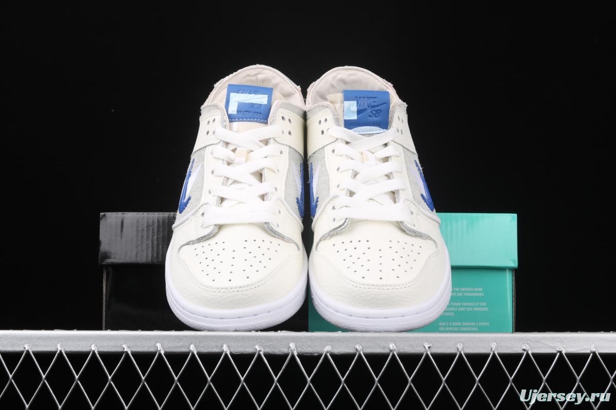 NIKE SB Zoom DUNK Low Pro QS joint name rice white double hook low-top skateboard shoes AL9613-161