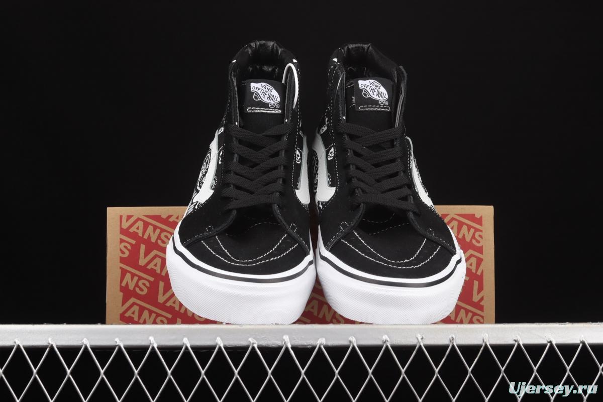 Vans Sk8-Hi skull cashew flower pattern high-top casual board shoes VN0A32QGD9S