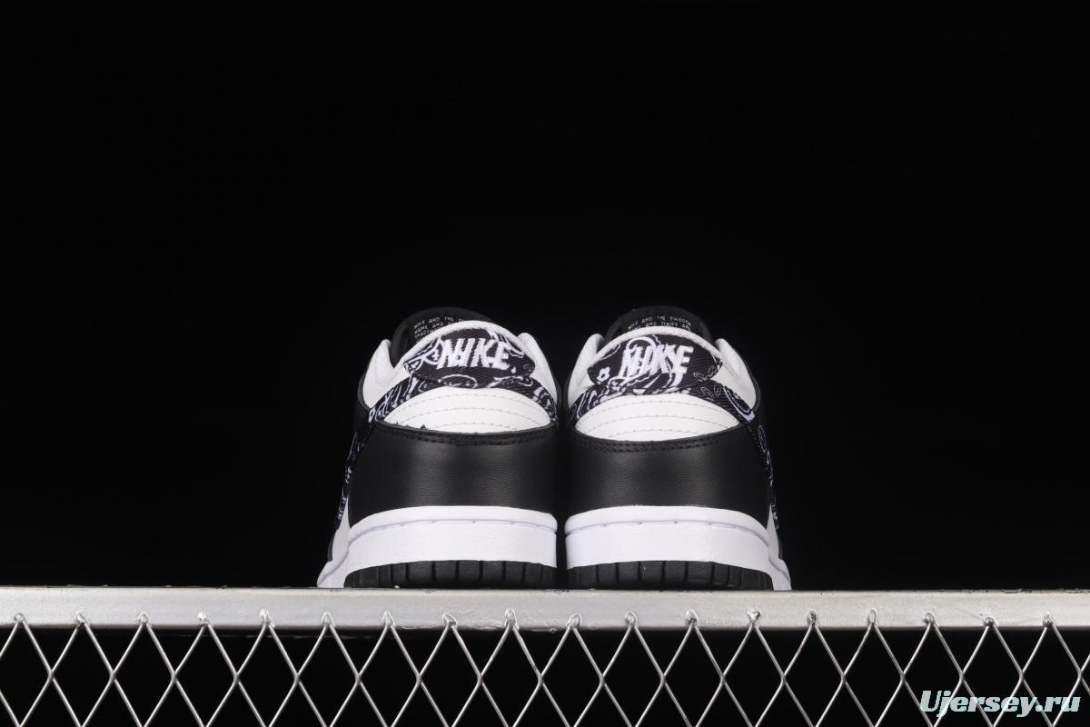 NIKE SB DUNK Low Black Paisley black and white cashew flower SB rebound fashion casual board shoes DH4401-100