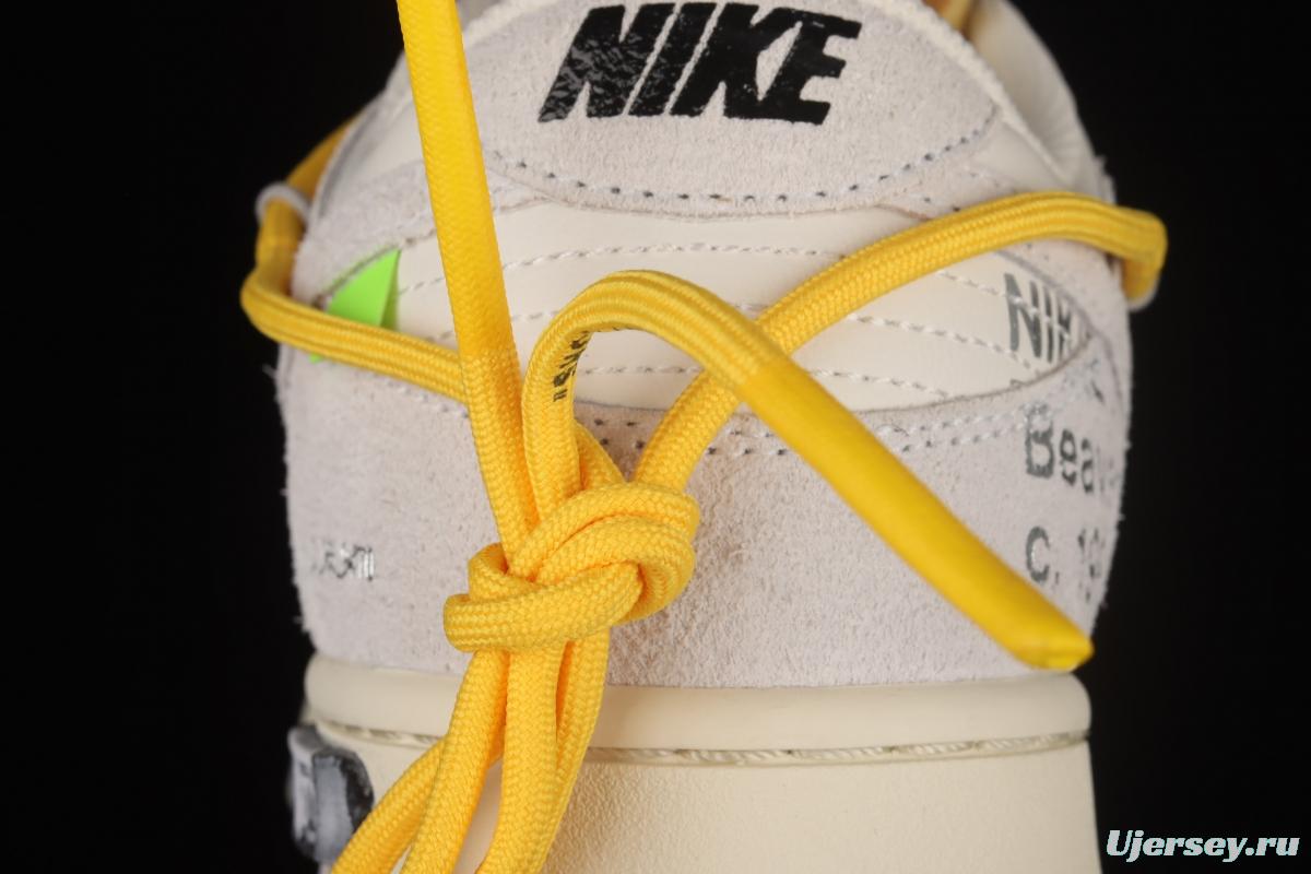 OFF-White x NIKE DUNK Low OW white gray leisure sports skateboard shoes DJ0950-109