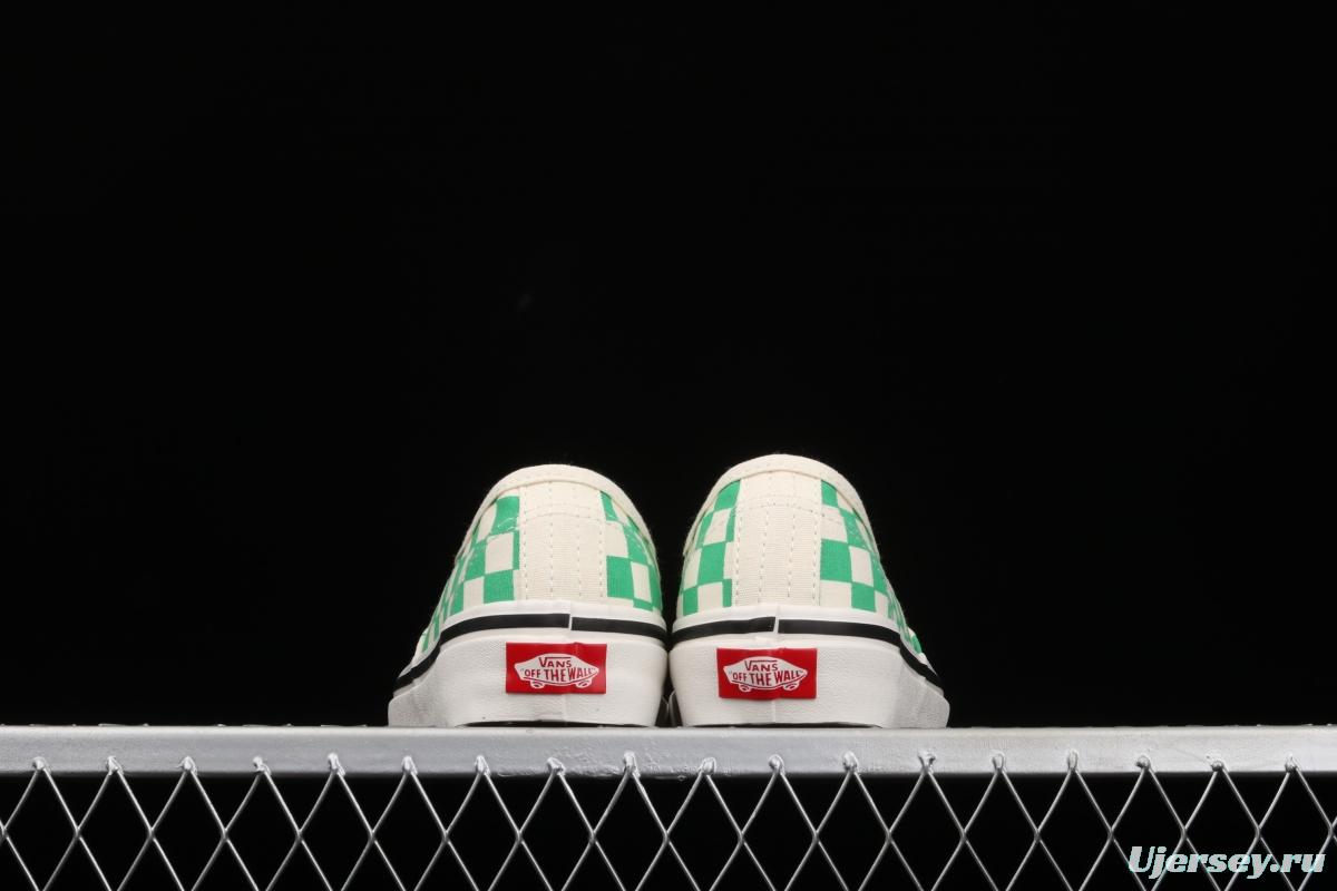 Vans Authentic classic Anaheim milk green checkerboard 4-hole low-side high-end vulcanized skateboard shoes VN0A54F241H