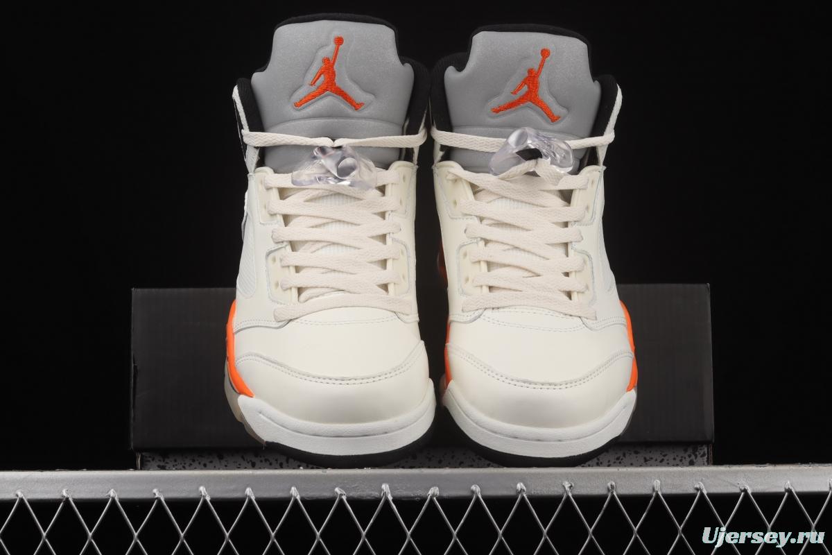 Air Jordan 5 Total Orange white buckle shredded DC1060-100