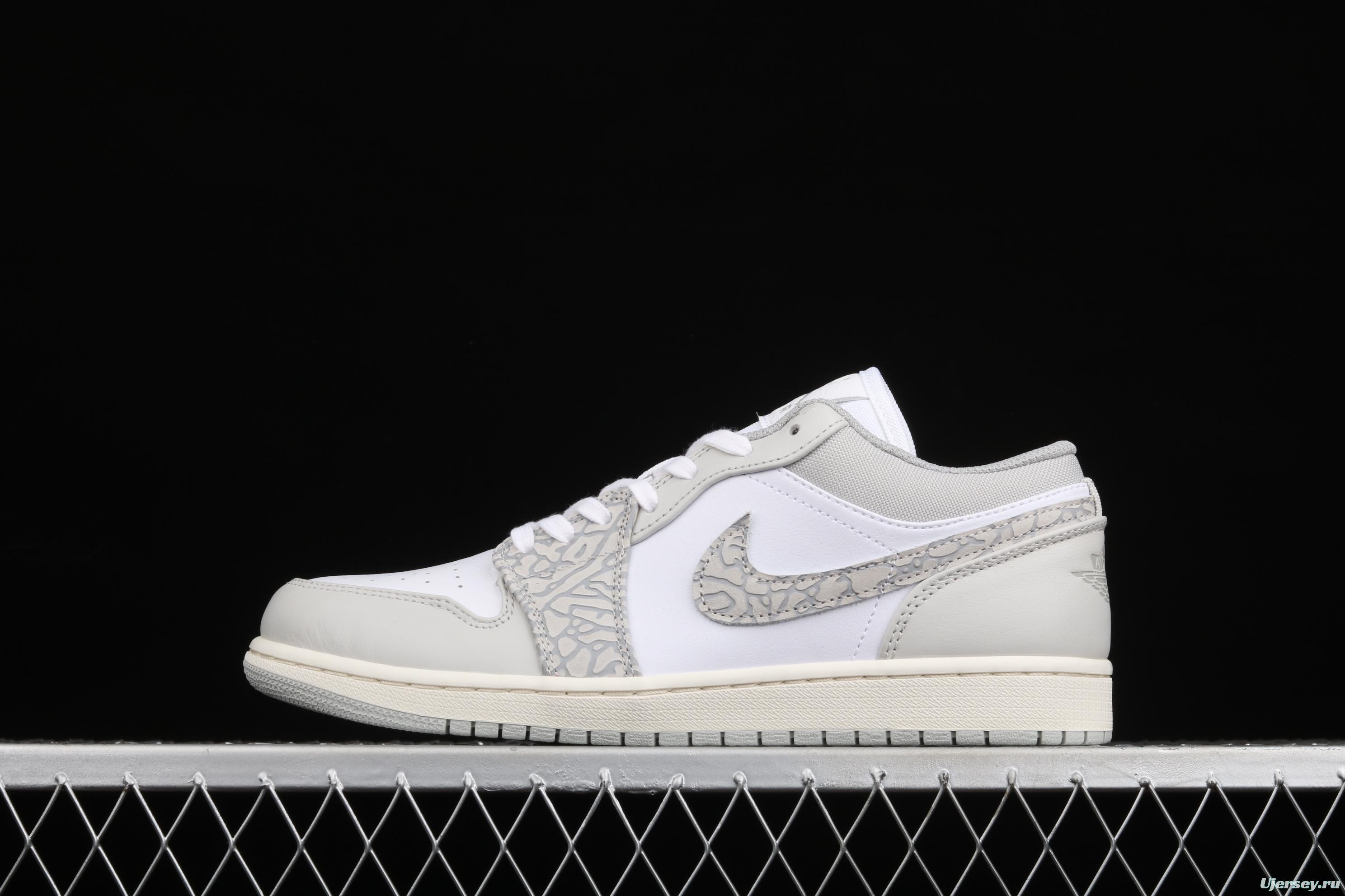 Air Jordan 1 Low Prm Elephant Print low side white ash explosion crack DH4269-100