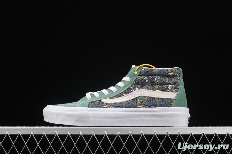 Vans Sk8-Mid Reissue cashew flower avocado green color Zhongbang leisure board shoes VN0A391F6TM