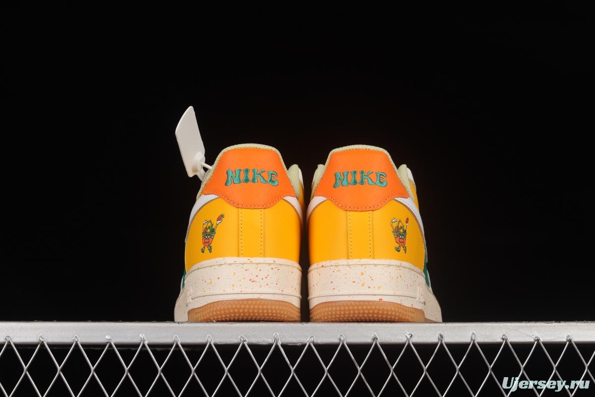 NIKE Air Force 1'07 Lx white, yellow and green color matching low-top sneakers DQ5085-111