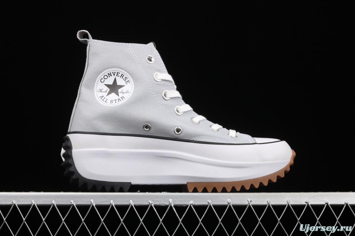 Converse Run Star x JW Anderson joint style grey high-top thick-soled canvas shoes 170552C