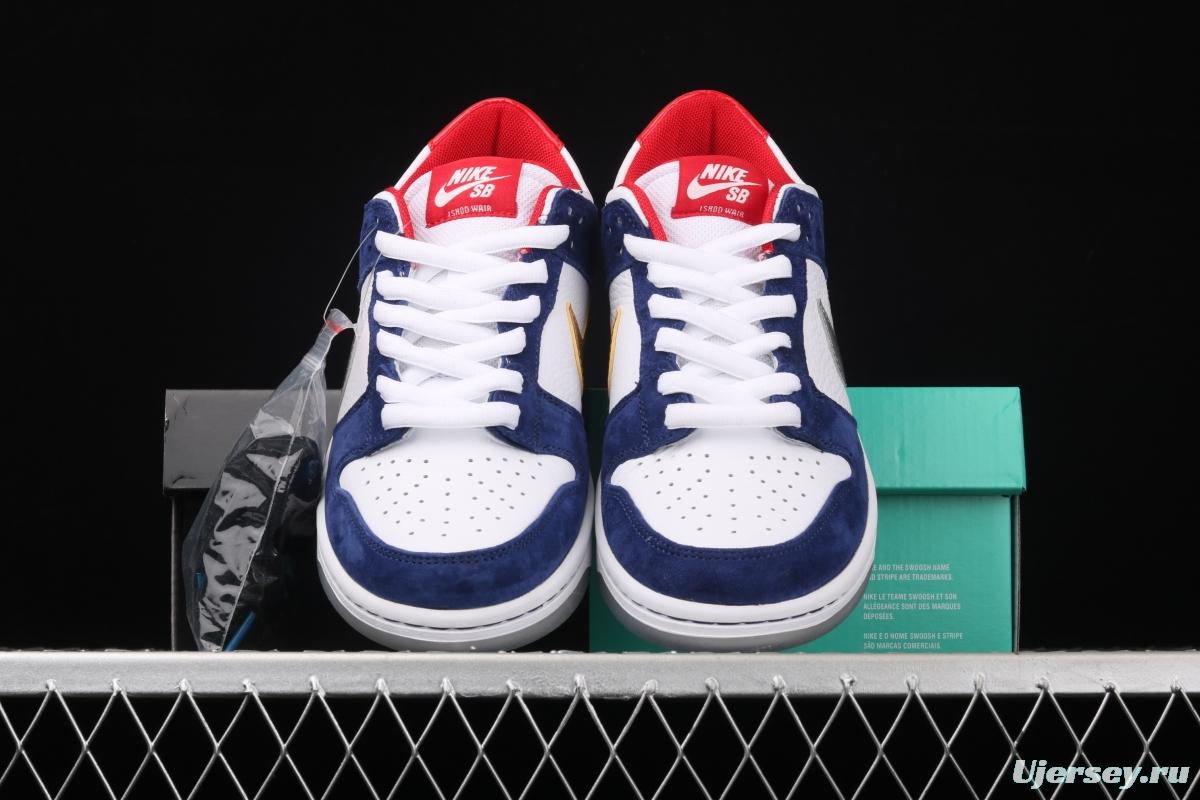 NIKE SB DUNK Low Prm QS Paris BMW gold and silver hook leisure sports shoes 839685-416