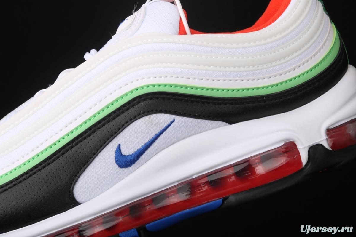 NIKE Air Max 97 black, white and green 3M reflective bullet air cushion running shoes 921522-105