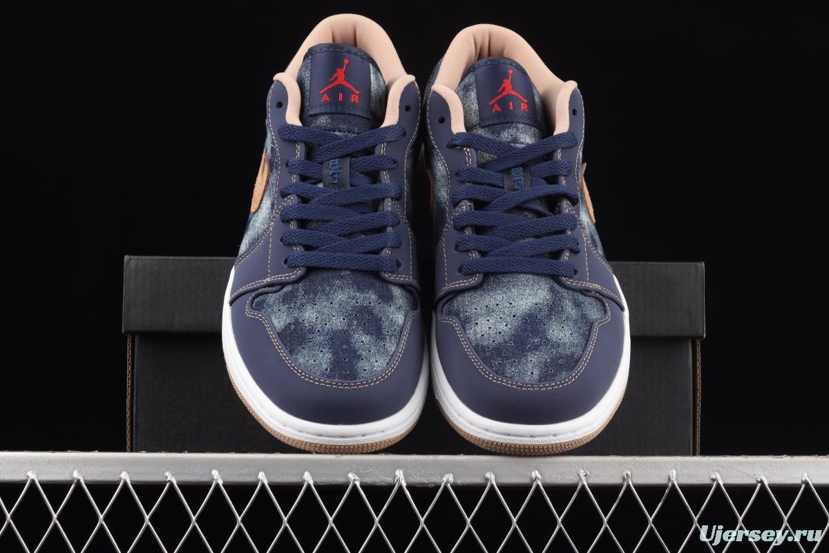 Air Jordan 1 Low dark blue denim low side culture leisure sports shoes DH1259-400