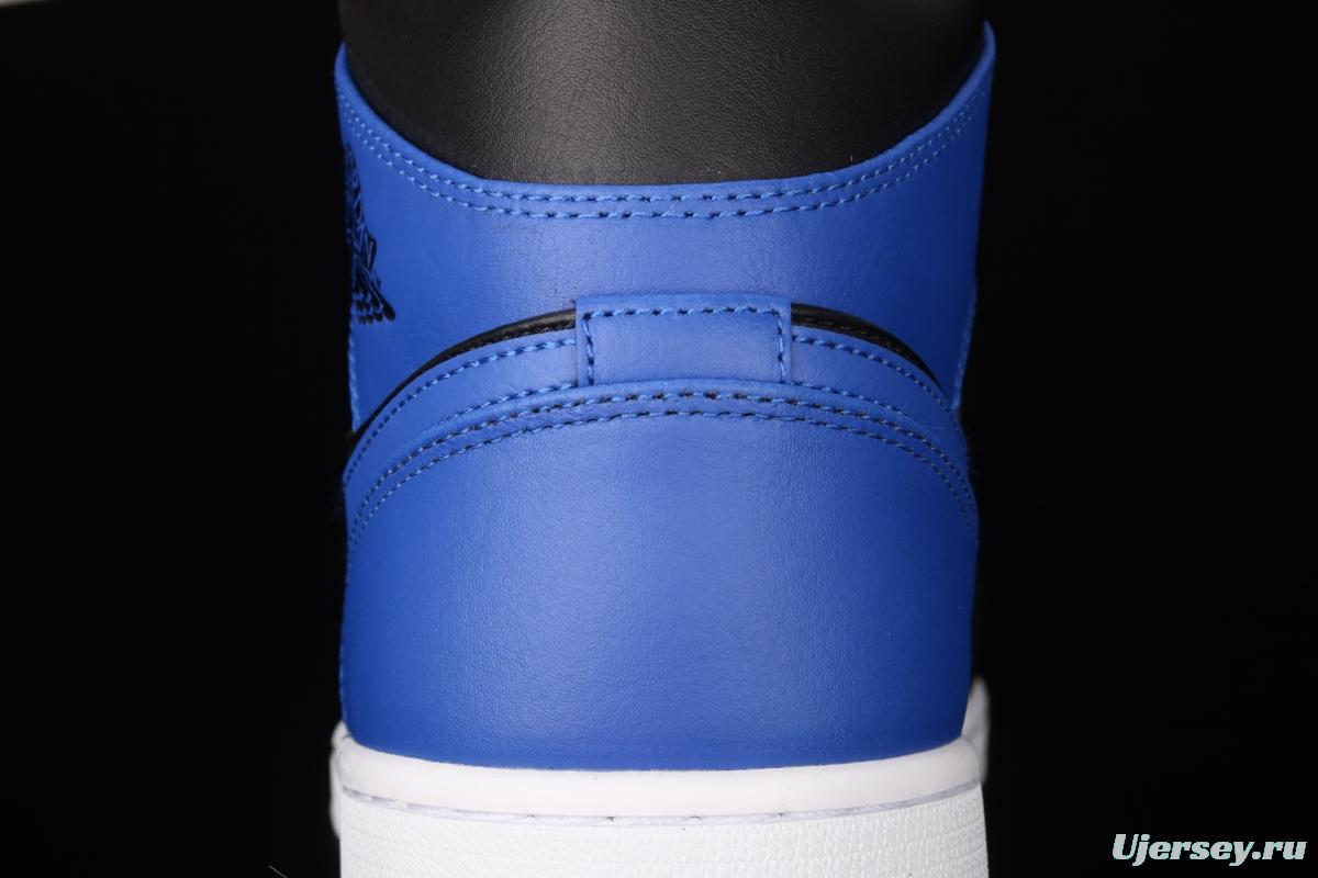 Air Jordan 1 Mid black and blue Zhongbang basketball shoes 554724-077