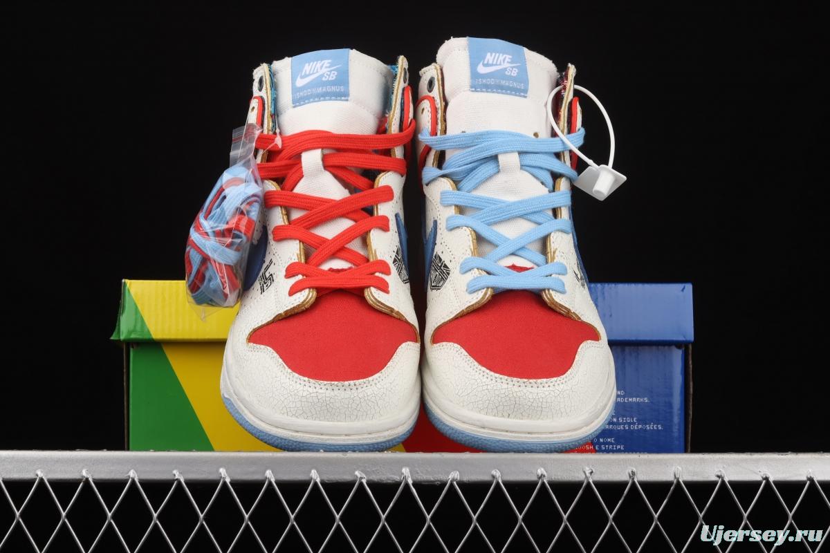 Magnus Walker x NIKE DUNK High Pro Decon QS [Porsche 911] White, blue and red high top casual skateboard shoes DH7683-100