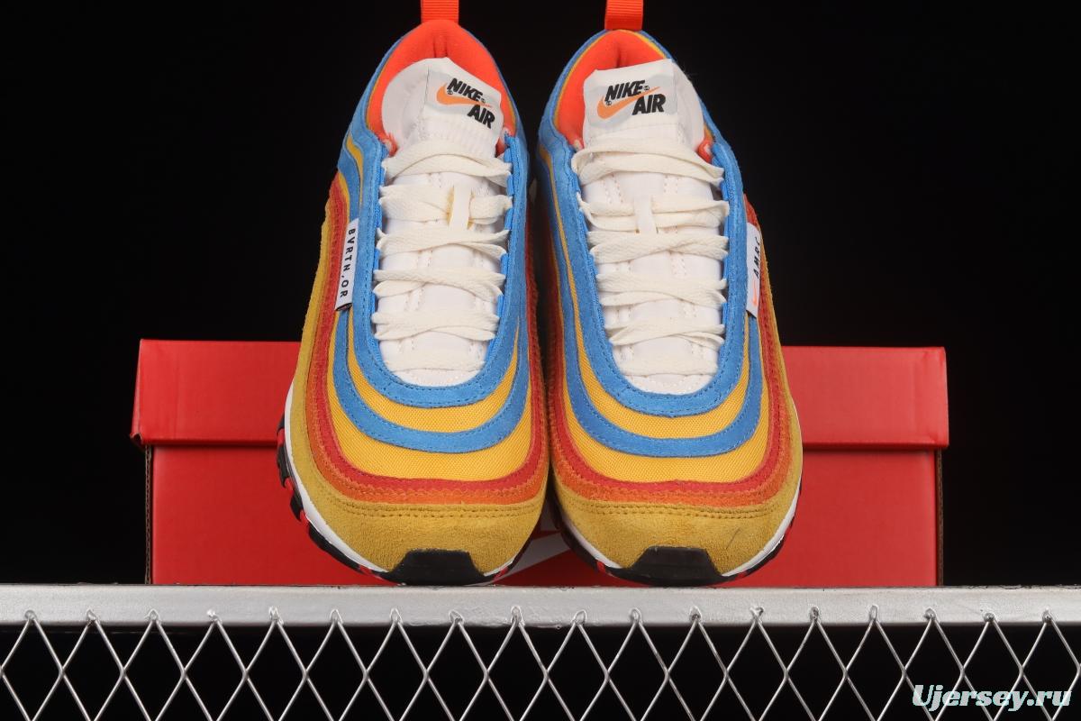 NIKE Air Max 97 SE yellow, blue and red color combination bullet air cushion sports running shoes DH1085-700