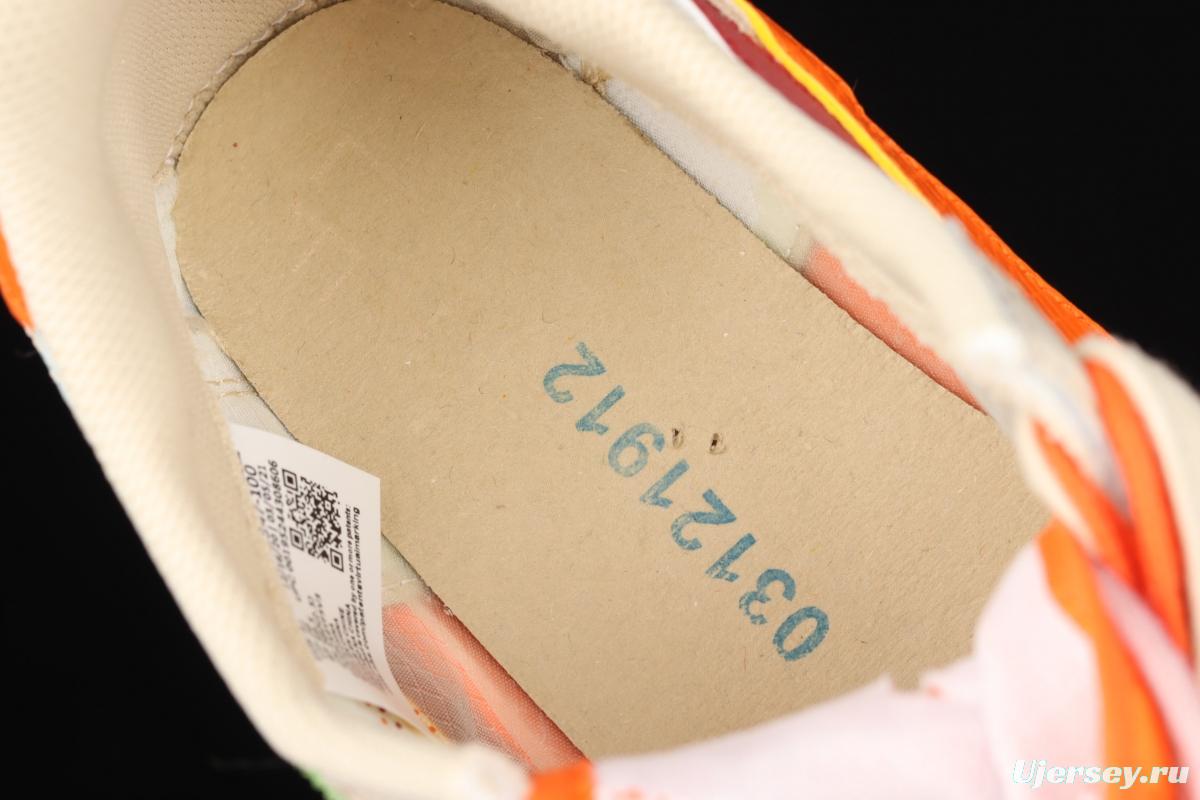 CLOT x Sacai x NIKE LDWaffle Net Orange Blaze joint overlapping design avant-garde waffle deformation rice orange color match casual jogging shoes DH1347-100