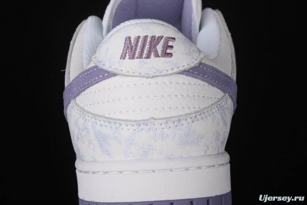 NIKE SB DUNK Low Prm white light purple color SB buckle rebound fashion leisure board shoes DM9467-500