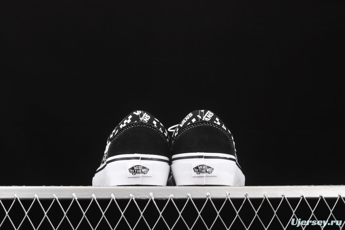 Vans Old Skool black checkerboard side printed striped letter low upper board shoes VN0A4U3BTEZ