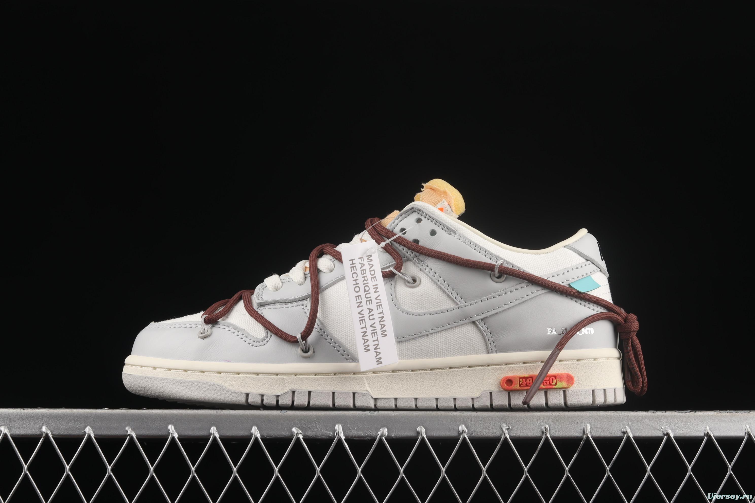 OFF-White x NIKE DUNK Low OW white gray leisure sports skateboard shoes DM1602-102