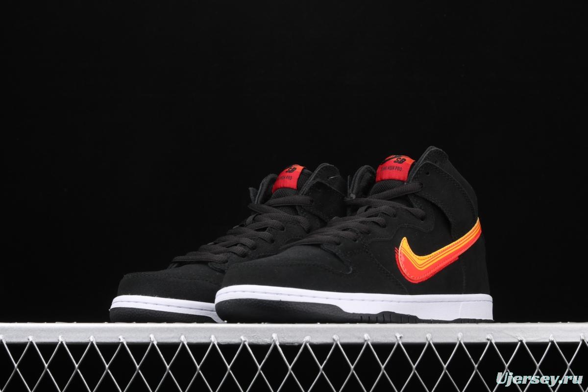 NIKE SB DUNK High road trip black orange yellow hook high top casual skateboard shoes BQ6826-003