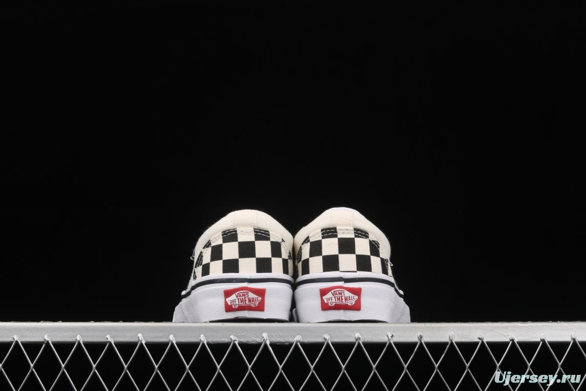 Vans Asher black and white checkerboard plaid Loafers Shoes retro low upper canvas casual shoes VN000SEQIPD