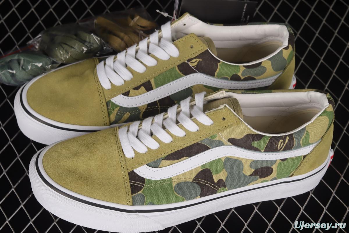 Bape x Vans Old Skool ape head joint camouflage low-top canvas shoes VN0A54F37BE